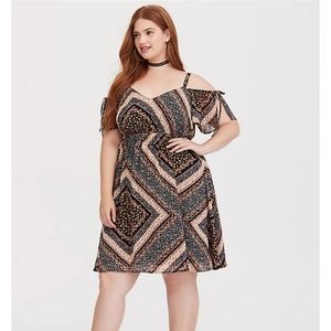 Like New! TORRID Bandana Cold Shoulder Chiffon Dress